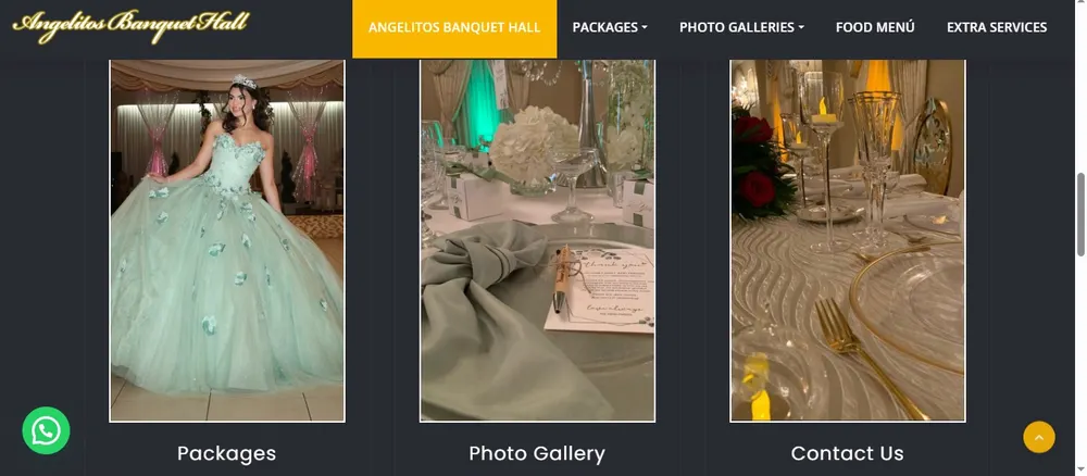 Sitio web de Angelitos Banquet Hall en Miami